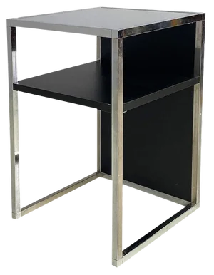 Italian Modern Chromed Steel, Wood and Glass Table, 1990s