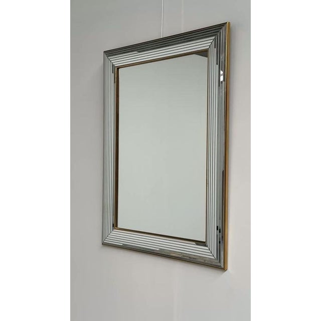Silver Vintage Disco Mirror with Layered Bevelled Frame from Deknudt, Belgium, 1970s For Sale - Image 8 of 9