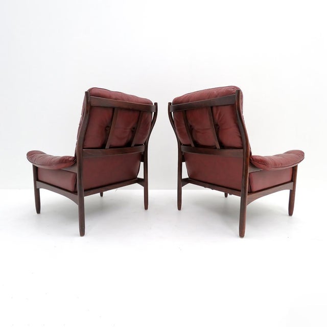 Pair of Swedish Highback Armchairs “Hoffman” by Gunnar Kentemol for Göte Möbler, 1970 For Sale In Los Angeles - Image 6 of 10
