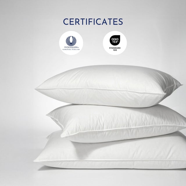 White Hotel Luxe Medium White Goose Down Pillow with Cotton Shell, Standard For Sale - Image 8 of 8