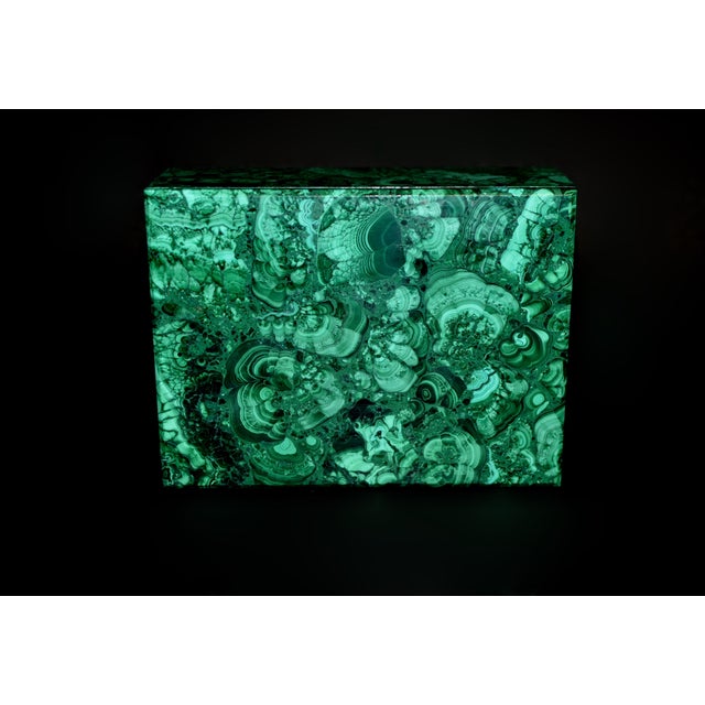 Gemstone Late 20th Century Jumbo Malachite Box 8" For Sale - Image 7 of 9