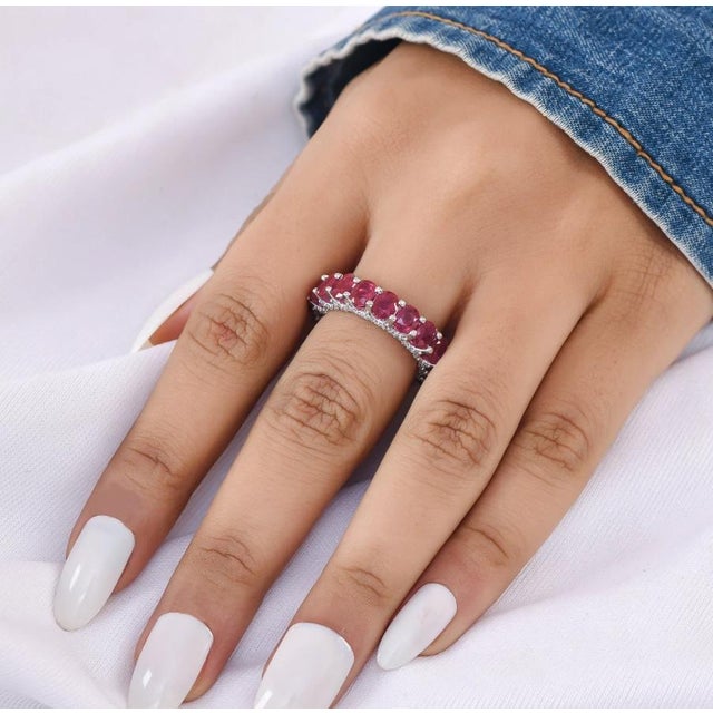 Natural 7.30 cts ruby & 0.72 cts diamond ring 14K gold For Sale - Image 9 of 18