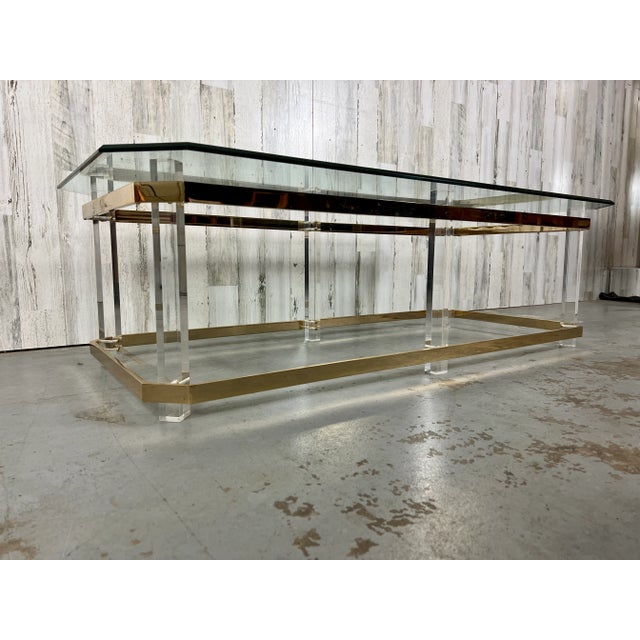 Lucite & Brass Cocktail Table, 1980s For Sale In Dallas - Image 6 of 13