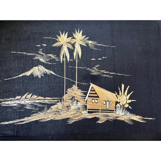 10 Vintage Indonesian Wheat Straw Art Panels Mid Century Balinese Folk Art 8" For Sale In San Francisco - Image 6 of 13