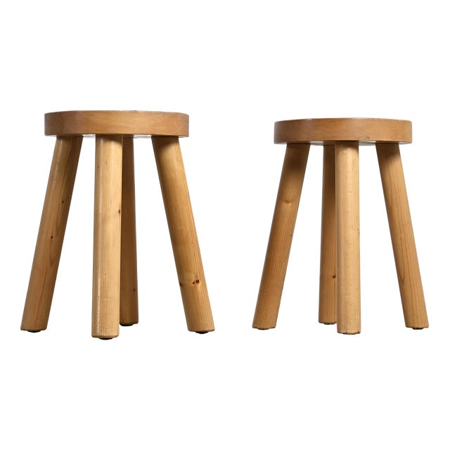 Stools attributed to René Martin for Méribel, 1965, Set of 2 For Sale