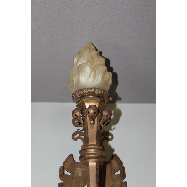 Gothic Wrought Iron Wall Sconces, 1890s, Set of 2 For Sale - Image 13 of 14