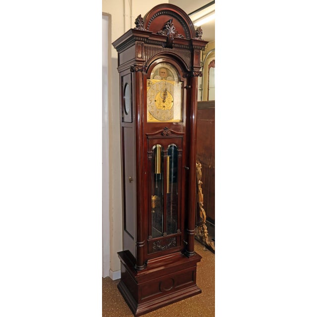 Antique Late 19th Century Victorian Mahogany 9 Tube Tall Case Grandfather Clock For Sale - Image 10 of 17