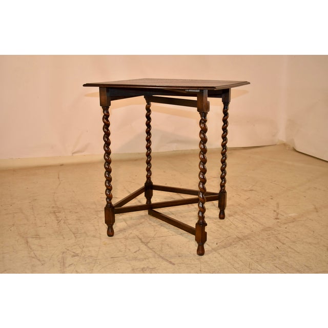Wood Edwardian Oak Handkerchief Table, Circa 1900 For Sale - Image 7 of 8