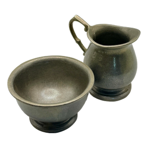 Vintage Wilton Armetale Pewter Creamer & Sugar Bowl Set – Made in Usa Minimalist Serveware Duo