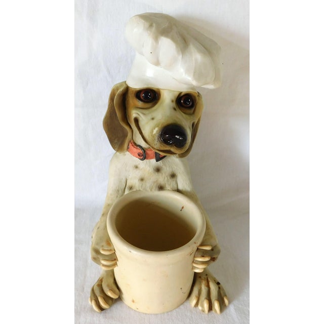 Vintage Limited Edition Whimsical Chef Beagle Dog Kitchen Utensil Holder For Sale - Image 4 of 13