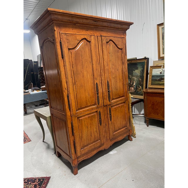 Wood Late 20th Century Large French Country Style Television Armoire For Sale - Image 7 of 13