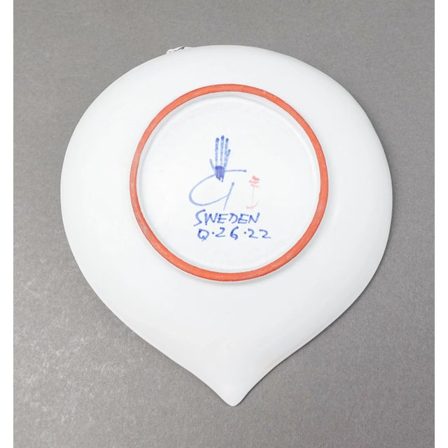 White Stig Lindberg Gustavsberg Sweden Mid Century Modern Leaf Art Pottery Bowl Dish For Sale - Image 8 of 10