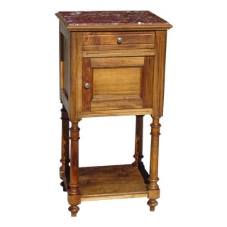 Louis XVI Bedside Table in Walnut and Marble For Sale