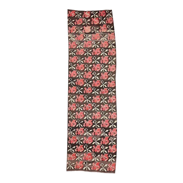 Vintage Floral Turkish Kars Kilim Rug For Sale