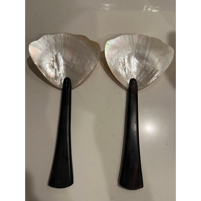 Vintage Pottery Barn Mother of Pearl Seashell Salad Servers New With Tags For Sale - Image 12 of 12