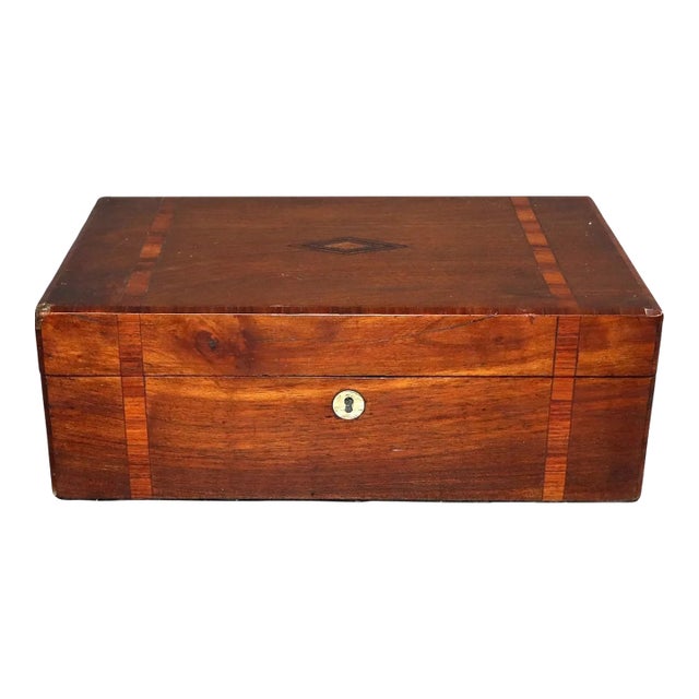 English Inlaid Mahogany Lap Desk / Writing Slope, 19th Century For Sale