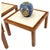 Set of Mid Century Solid Walnut Bases Travertine Tops End Side Occasional Tables For Sale - Image 6 of 11