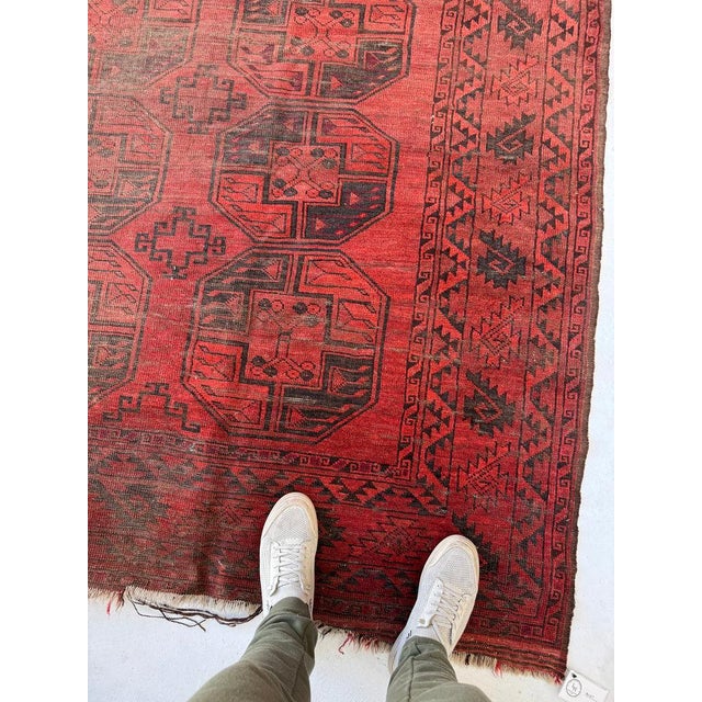 Vintage Tribal Ersari Bashir Minimal Aesthetics with Elephant Tracks Rug 9.2 x 12.5 For Sale In Milwaukee - Image 6 of 15