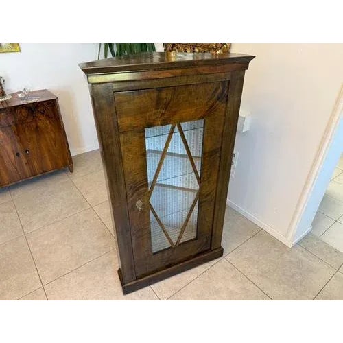 Biedermeier Corner Display Cabinet Bookcase in Walnut, 1992 For Sale - Image 4 of 16