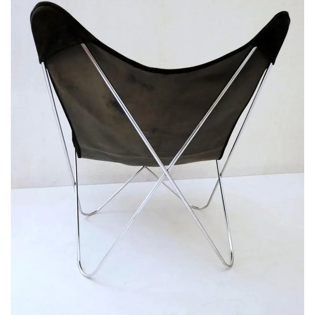Metal Butterfly Chair in Suede, Italy, 1960s For Sale - Image 7 of 9
