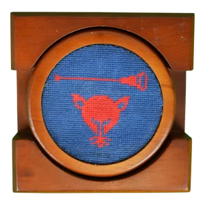 Late 20th Century Myopia Hunt Club Stacking Deck of 4 Needlepoint Coasters