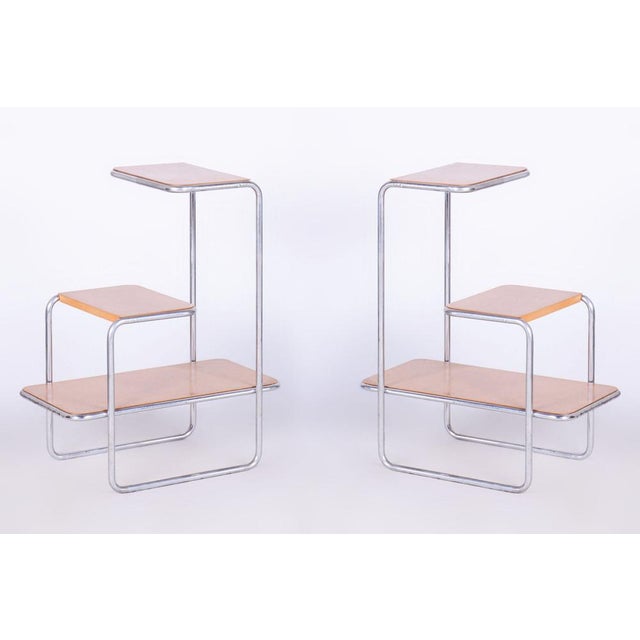 Bauhaus Étagères in Birch Wood attributed to Robert Slezák and Arnošt Beck, 1930s, Set of 2 For Sale - Image 14 of 15