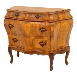 Italian Walnut Bombe Commode For Sale