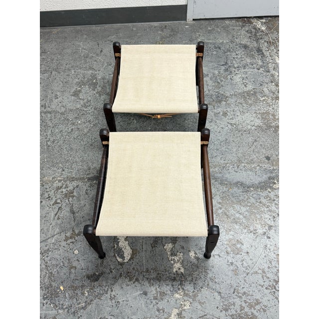Kaare Klint for Carl Hansen & Son Safari Footstools, Pair For Sale In San Francisco - Image 6 of 12