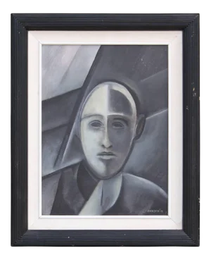"Portrait of a Man" Grey Toned Cubist Portrait 2010s