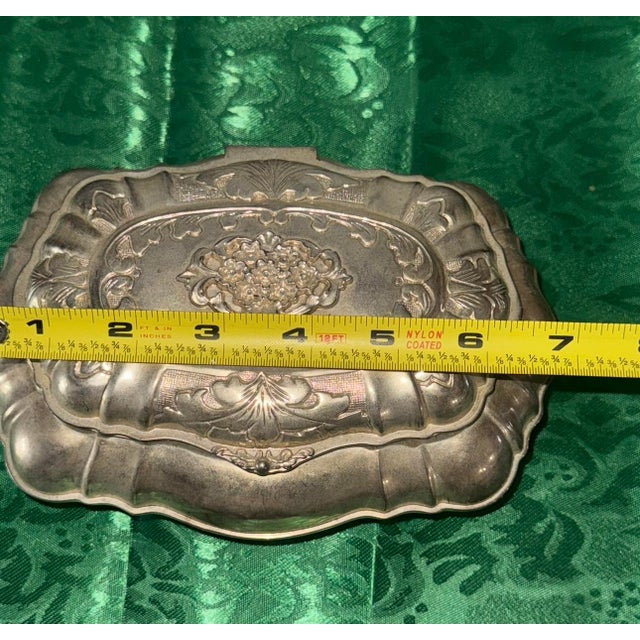 Intage Silver-Tone Floral Trinket Jewelry Box For Sale In Tampa - Image 6 of 7