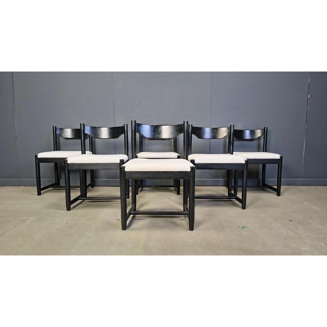 Vintage Black Wooden Dining Chairs, 1970s, Set of 6 For Sale - Image 11 of 15