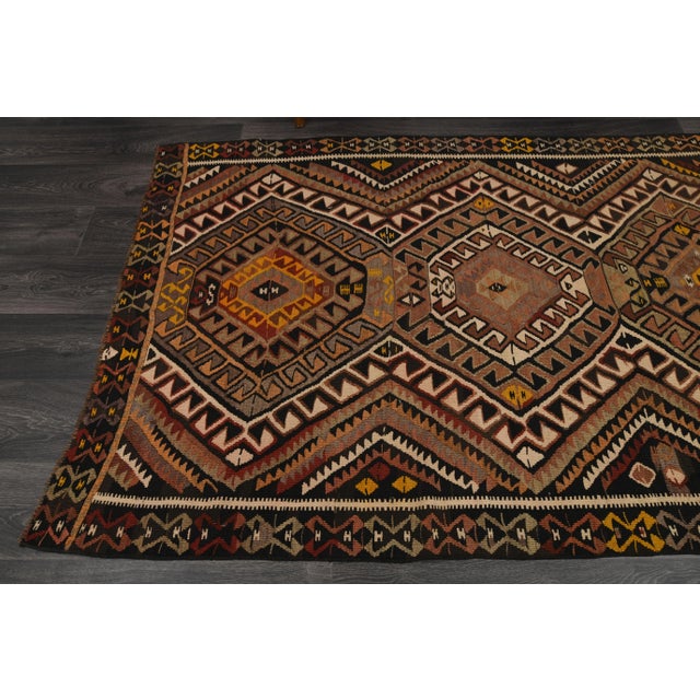 Orange 1970s Vintage Turkish Oushak Handmade Wool Cotton Orange Runner Rug For Sale - Image 8 of 11