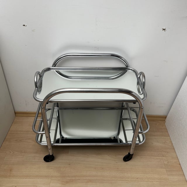 Art Deco Chromed Steel Bar Cart by Robert Mallet-Stevens, France, 1925 For Sale - Image 11 of 18