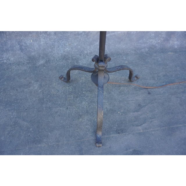 Metal 1930s Monterey Wrought Iron Lantern Floor Lamp For Sale - Image 7 of 8