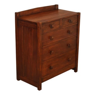Antique Gustav Stickley Oak Chest of Drawers #626 For Sale
