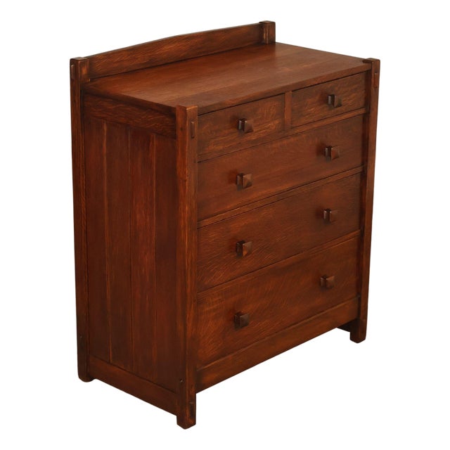 Antique Gustav Stickley Oak Chest of Drawers #626 For Sale
