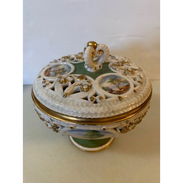 Gold Late 19th Century Italian Hand-Painted Dish With Gold Filigree Accents For Sale - Image 8 of 12