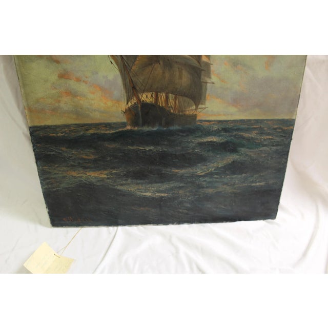English 1950s "The Black Adder" Nautical Seascape Oil Painting For Sale - Image 3 of 8