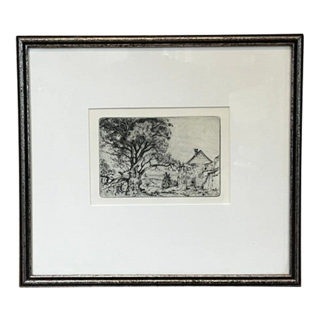 Vintage Etching of Landscape For Sale