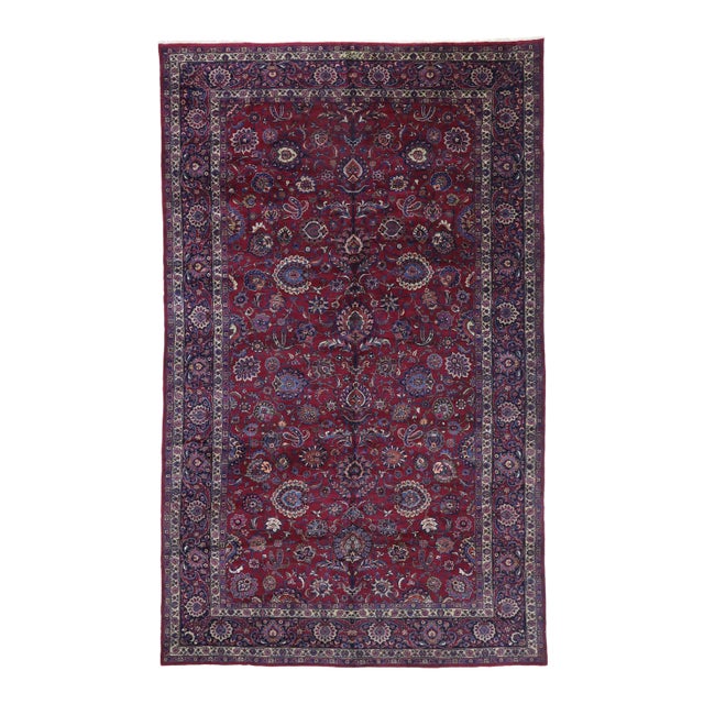 Antique Persian Mashhad Rug - 12'00 X 19'07 For Sale
