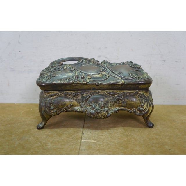 Antique Art Nouveau Brainard & Wilson B&w Jewelry Keepsake Casket Box 8" For Sale - Image 6 of 16