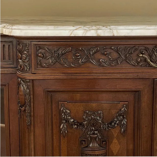 19th Century Louis XVI Marble Top Walnut Display Buffet by Kint of Gand For Sale - Image 11 of 13