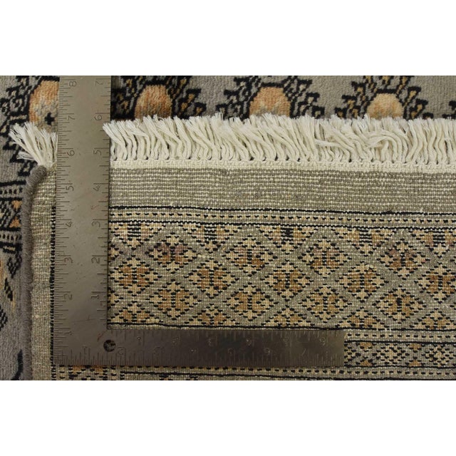 Bokhara Rug 3′ X 4’11” Gray Wool Tribal Hand-Knotted Oriental Carpet For Sale - Image 10 of 10