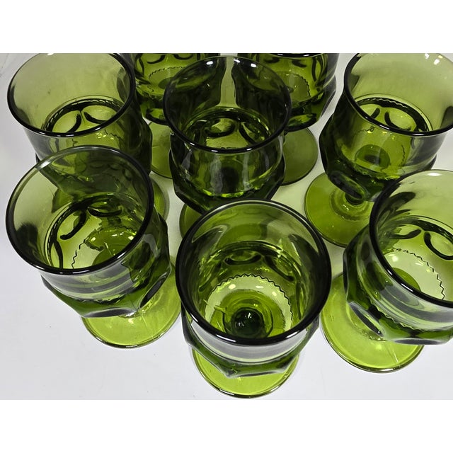 Mid Century Gustavian Avocado Green Goblets- Set of Eight For Sale - Image 9 of 15