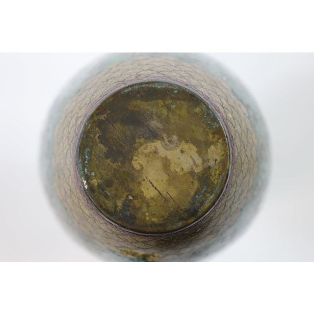 Antique Chinese Cloisonné Vase (AS IS) – 4.5ʺW × 4.5ʺD × 9ʺH This striking antique Chinese cloisonné vase features a deep...