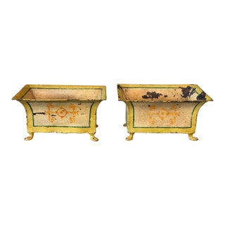 Pair of 19th Century French Tole Cachepots For Sale