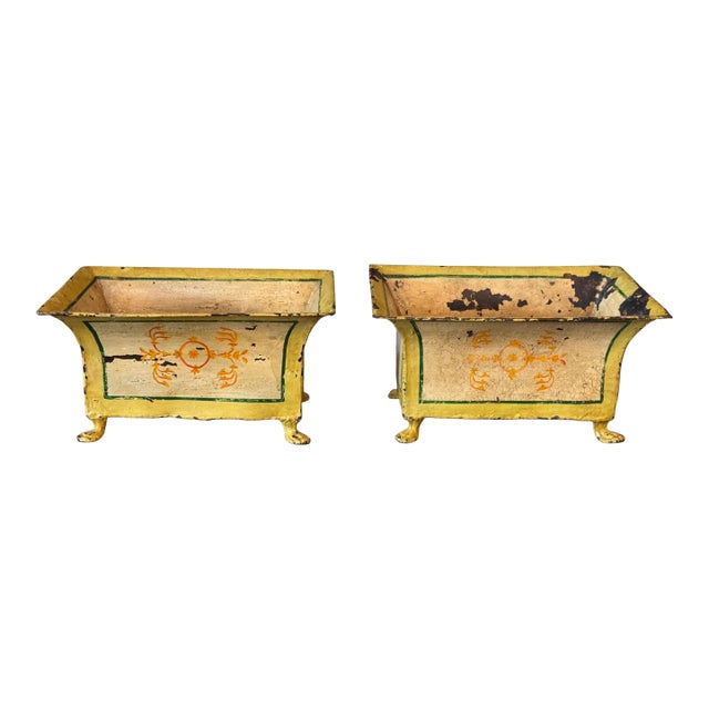Pair of 19th Century French Tole Cachepots For Sale