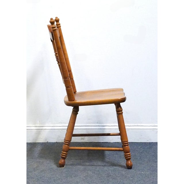 Late 20th Century Tell City Furniture Solid Hard Rock Maple Colonial Early American Spindle Back Dining Side Chair For Sale - Image 5 of 10