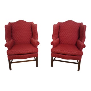 Pair Chippendale Style 18th Century Style Wing Chairs For Sale