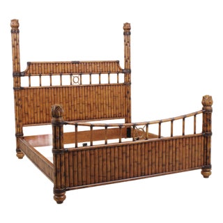 Tommy Bahama Carved Bamboo King Size Bed For Sale